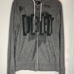 Obey Black and Gray Zip-Up Sweater